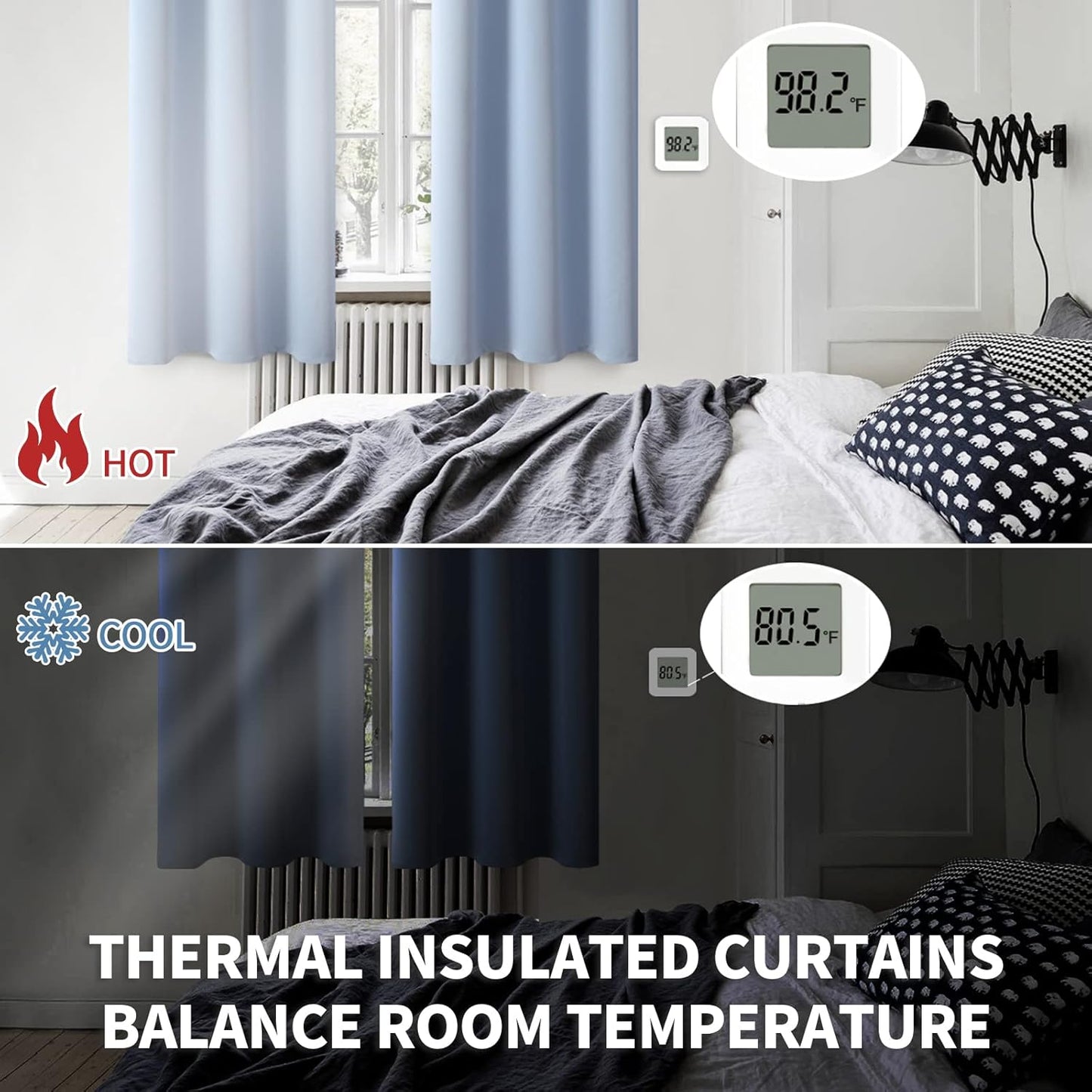 BGment Baby Blue Room Darkening Curtains for Bedroom Kitchen Window 40 Inches Long - Thermal Insulated Short Drapes Privacy for Nursery Kids Cafe Bathroom, 42 x 40 Inch, 2 Panels