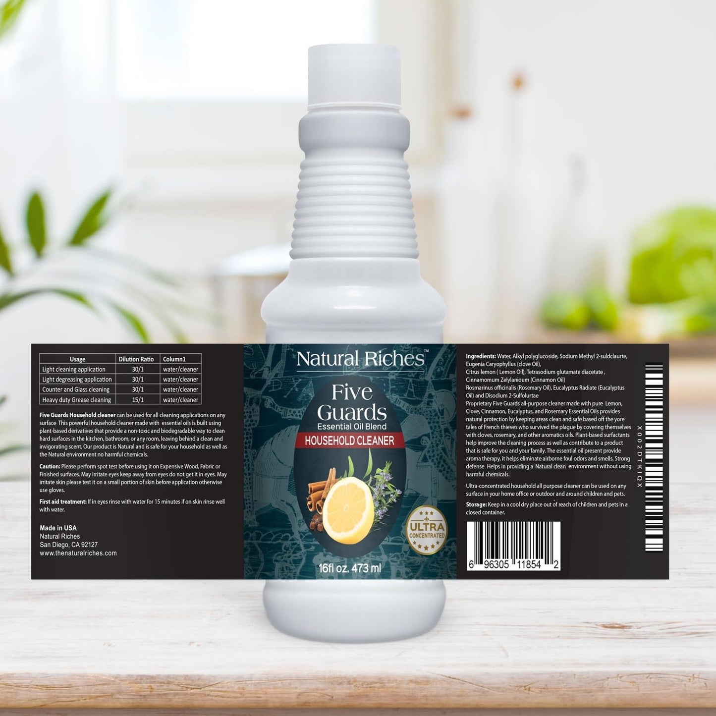 Natural Riches Household Cleaner Concentrate Five Guards from The Tales of French stories of Thieves Essential oil blend household cleaner - 16 fl oz