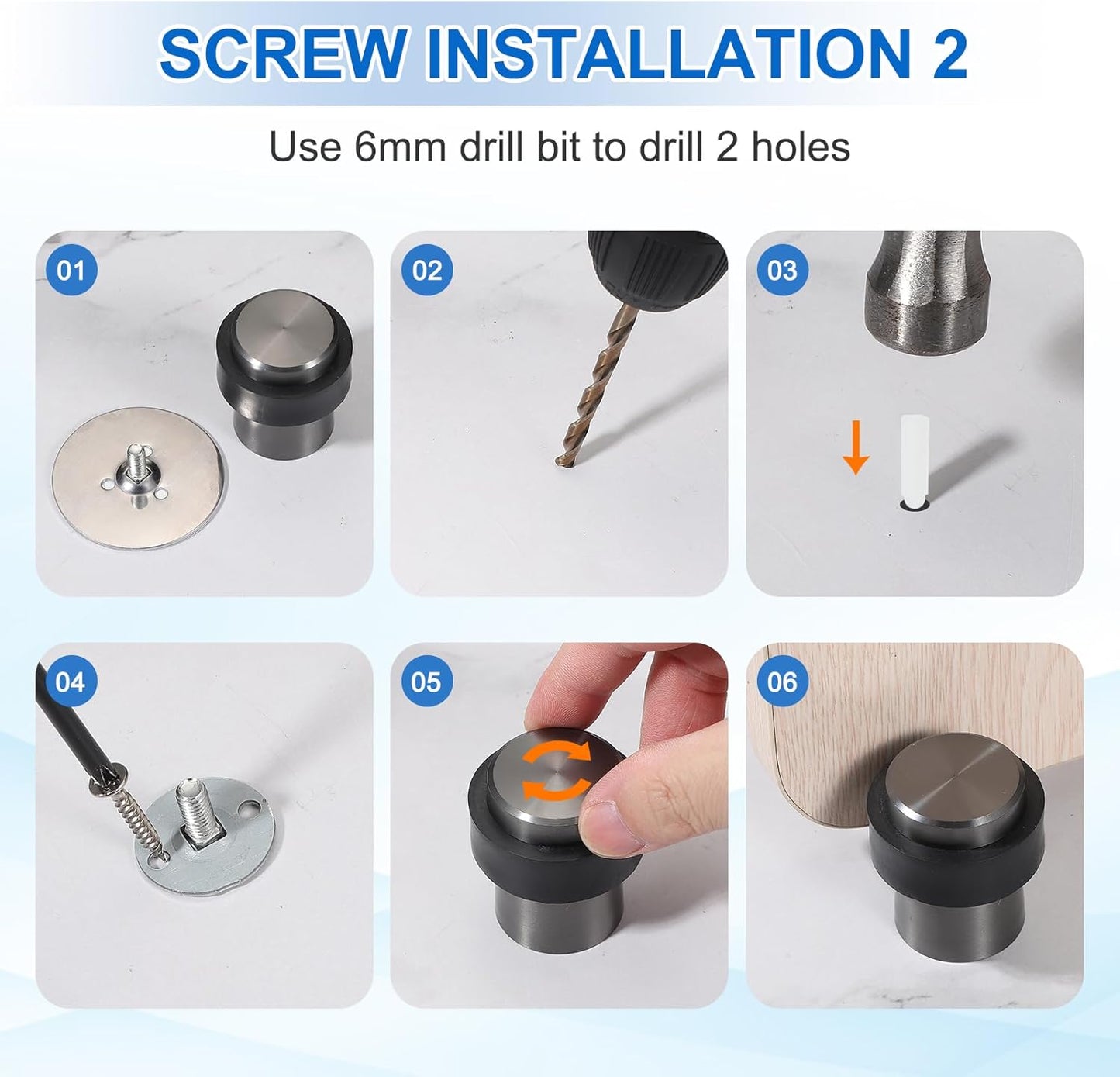 PATIKIL 3Set Round Door Stoppers, 60mm Stainless Steel Door Stop Doorstop Wedge Metal Cylinder Self Adhesive with Screw for Bottom of Door Floor Inside, Bronze