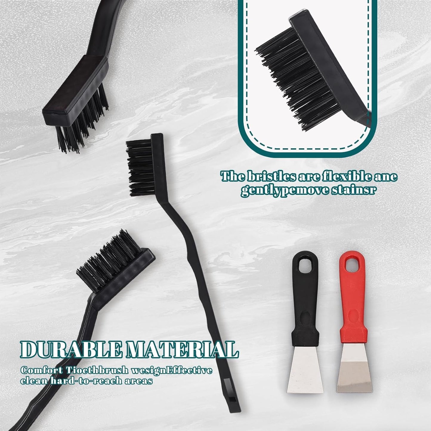 12 Pcs Mini Nylon Brush Set, Nylon Scratch Brush with Curved Handle, Cleaning Weld Slag and Rust