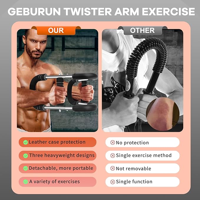 Twister Arm Trainer, 20-120 lb Adjustable Chest Workout Equipment, Forearm Strengthener, Power Twist Arm Trainer for Men, Arm Exercise Equipment, Portable Spring Resistance for Home Workout Equipment