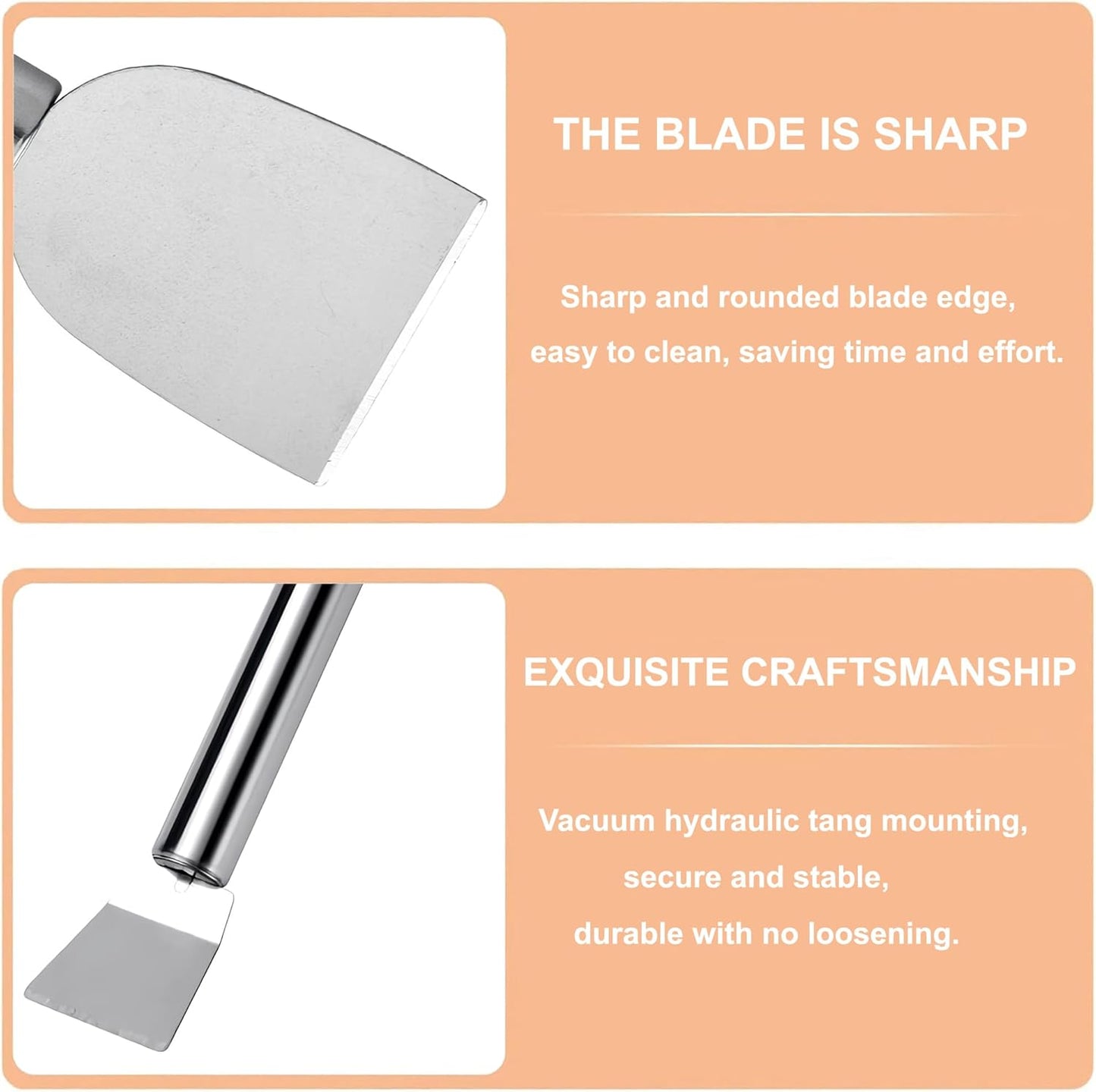 2 PCS Stainless Steel Scrapers – Multifunctional Scraper Cleaning Tool for Cookware, Stovetop, Adhesive, Oven Racks, Grout, Grill & Glass, Durable Scraper for Kitchen & Home, Fridge Cleaning