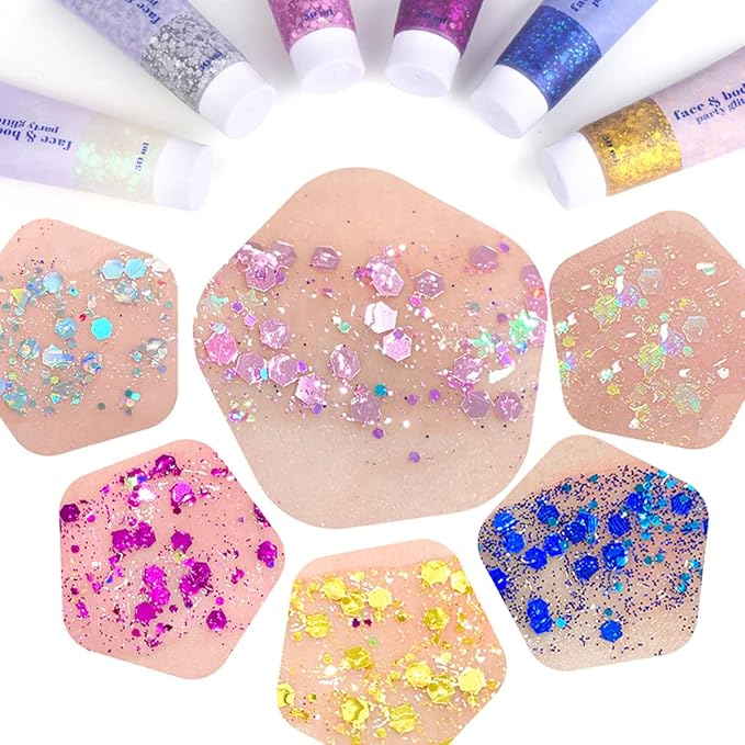 Red Face Glitter Gel,Halloween Singer Concerts Rave Accessories,Music Festival Body Glitter Gel,Christmas Sequins Face Glitter Paint Makeup,Sparkling Hair Chunky Glitter for Women,50ML