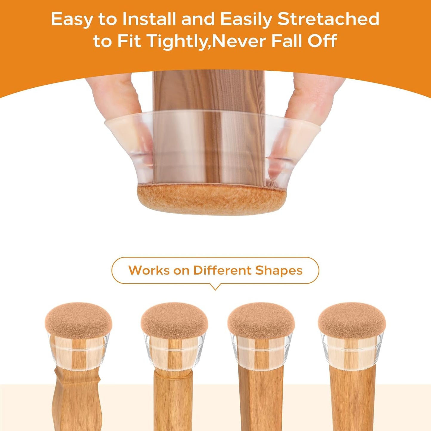 24 PCS Silicone & Felt Chair Leg Floor Protectors for Hardwood Floors - Furniture Pads, Chair Leg Covers/Cups - No Noise & Scratch-Proof - Round L (Fits 1 3/16"-1 6/16" / 30-35mm), Clear