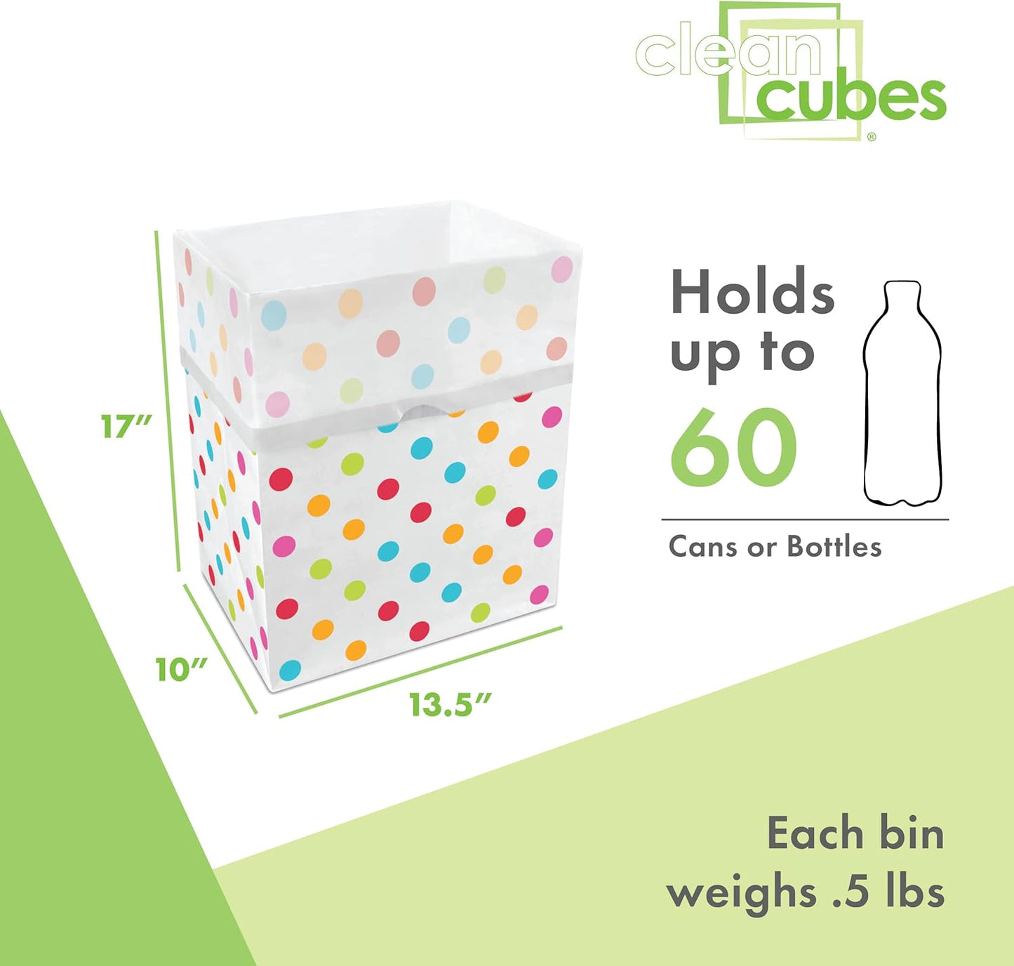 13 Gallon Disposable Pop-Up Trash Cans (6-Pack) with Fitted Bags – Foldable Garbage & Recycling Bins for Parties, Events & Kitchen (Polka Dot, 17" H x 13.5" W x 10" D)