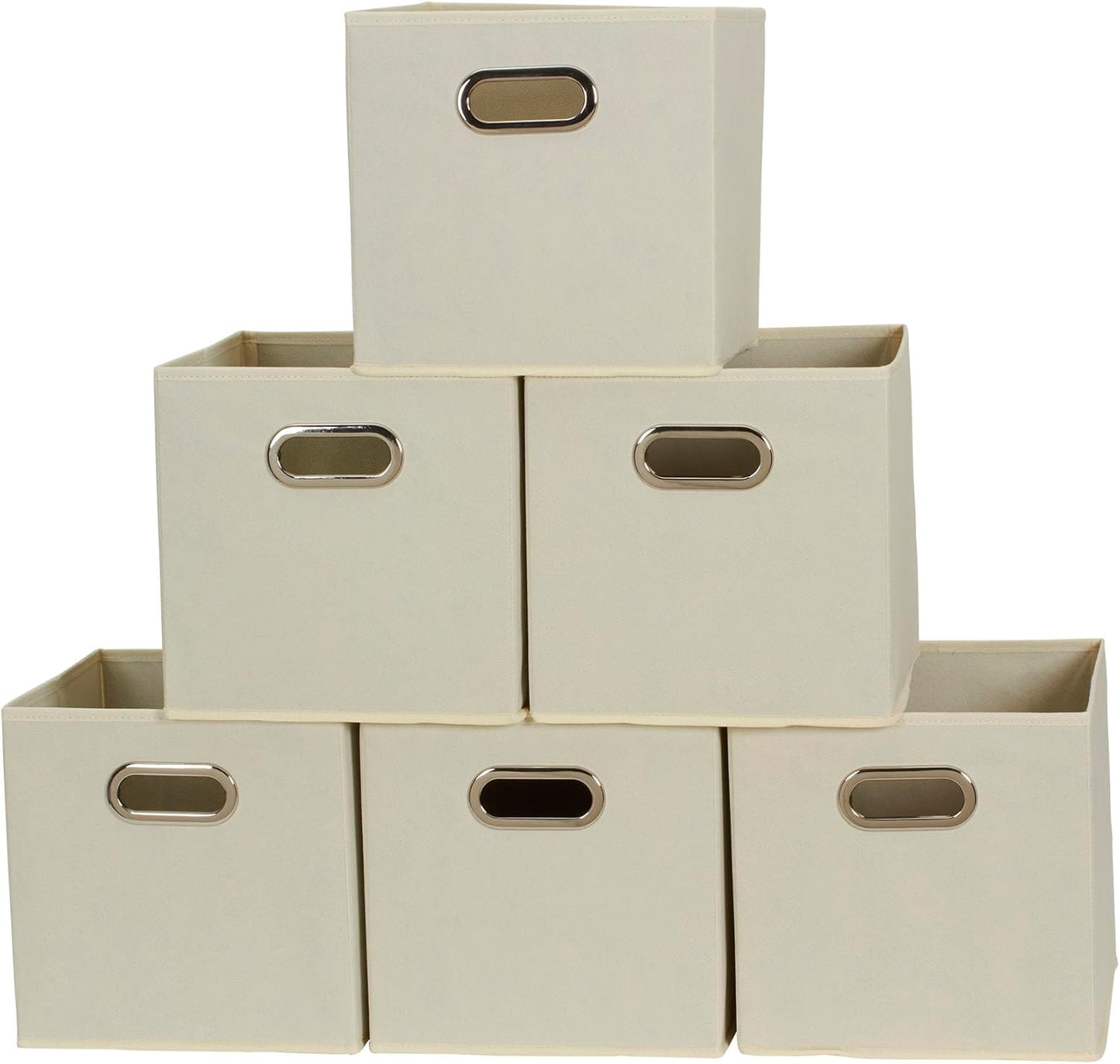 Household Essentials 82-1 Foldable Fabric Storage Bins | Set of 6 Cubby Cubes with Handles | Natural (Pack of 6)