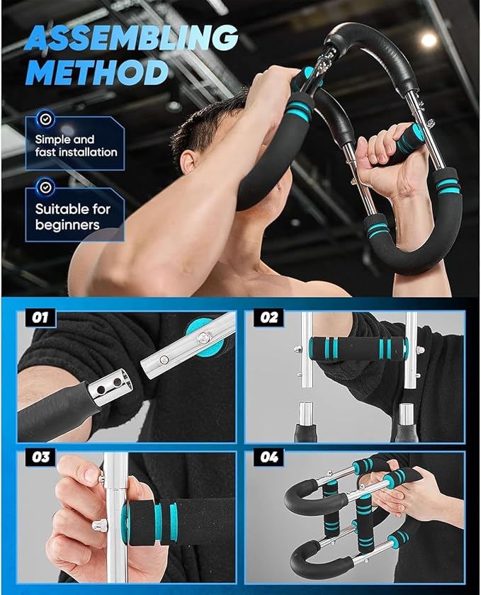 Twister Arm Trainer, 40-100lb Adjustable Chest Workout Equipment Power Twist Arm Trainer, Forearm Strengthener, Portable Spring Resistance for Home Fitness
