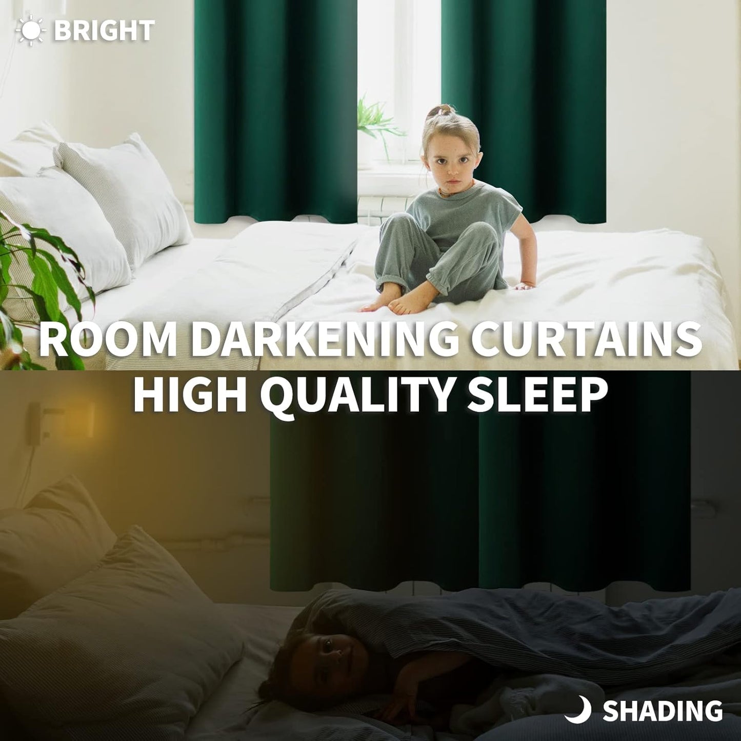 BGment Short Blackout Curtains for Bedroom Window 45 Inch Length - Emerald Green Thermal Insulated Drapes Room Darkening with Rod Pocket for Cafe Bathroom Ktichen, 42 x 45 Inch, 2 Panels