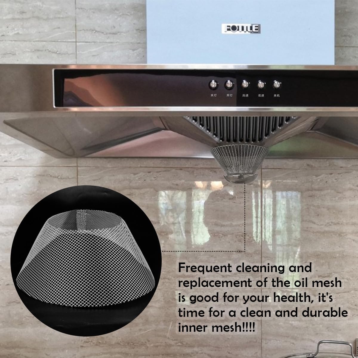 10 Pcs Round Range Hood Filters Filter Replacement Grease Net for Kitchen Range Hood (19 cm in diameter), ZY-Filter Net-10pcs