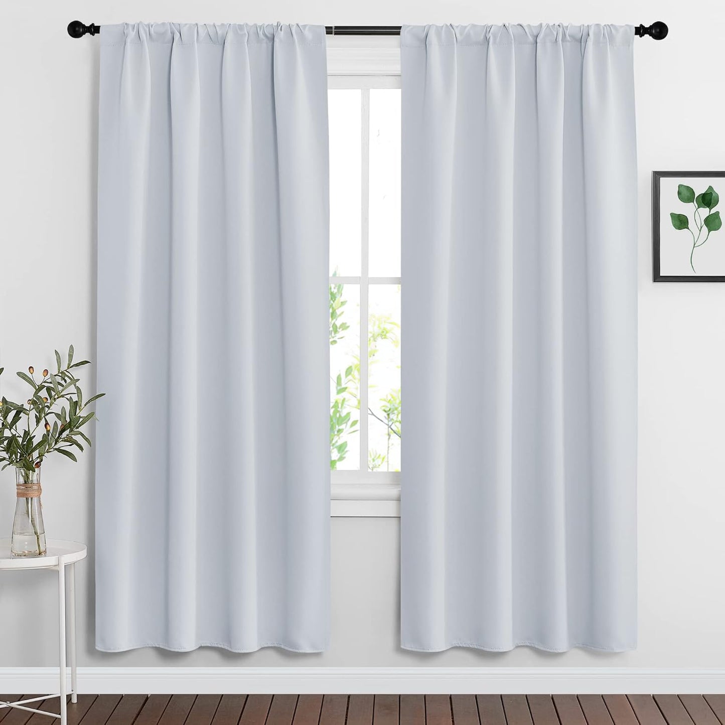 RYB HOME Curtains for Bedroom 72 inches Long, Blackout Thermal Insulating Window Treatment Drapes for Living Room Bathroom Basement Laundry Classroom, W 34 x L 72, Greyish White, 2 Panels