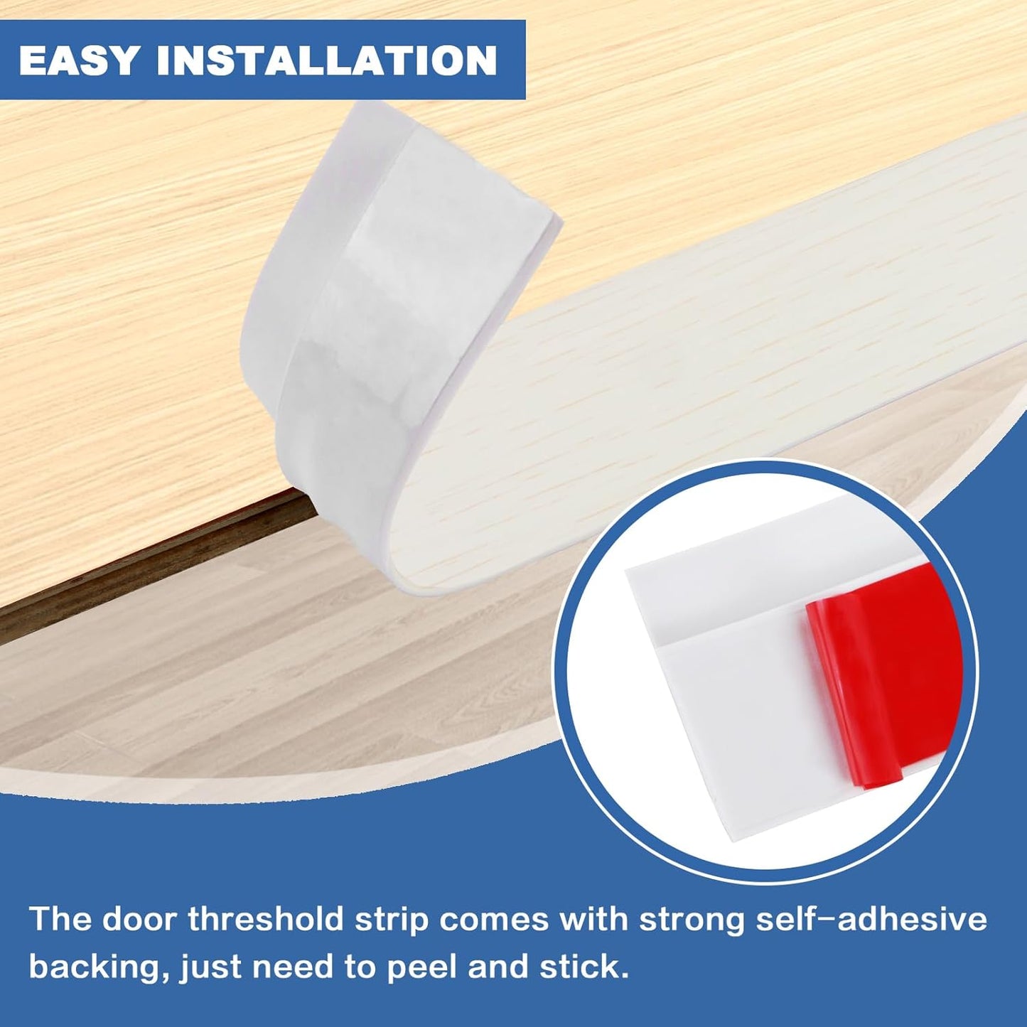 Vinyl Door Threshold Flooring Transition Strip Self Adhesive Carpet Edging Strip for Laminate Doorway Edge Threshold from 2/5" to 3/5" (Beige Wood Grain, 6.6 Ft)