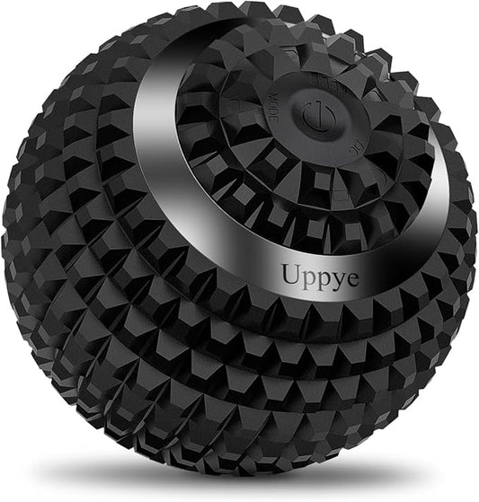 Uppye Vibrating Ball Massager, 4-Speed High-Intensity Fitness Lacrosse Ball, Mobility Ball for Workout Recovery, Deep Tissue Massager for Pain Relief and Trigger Point Treatment (Black)