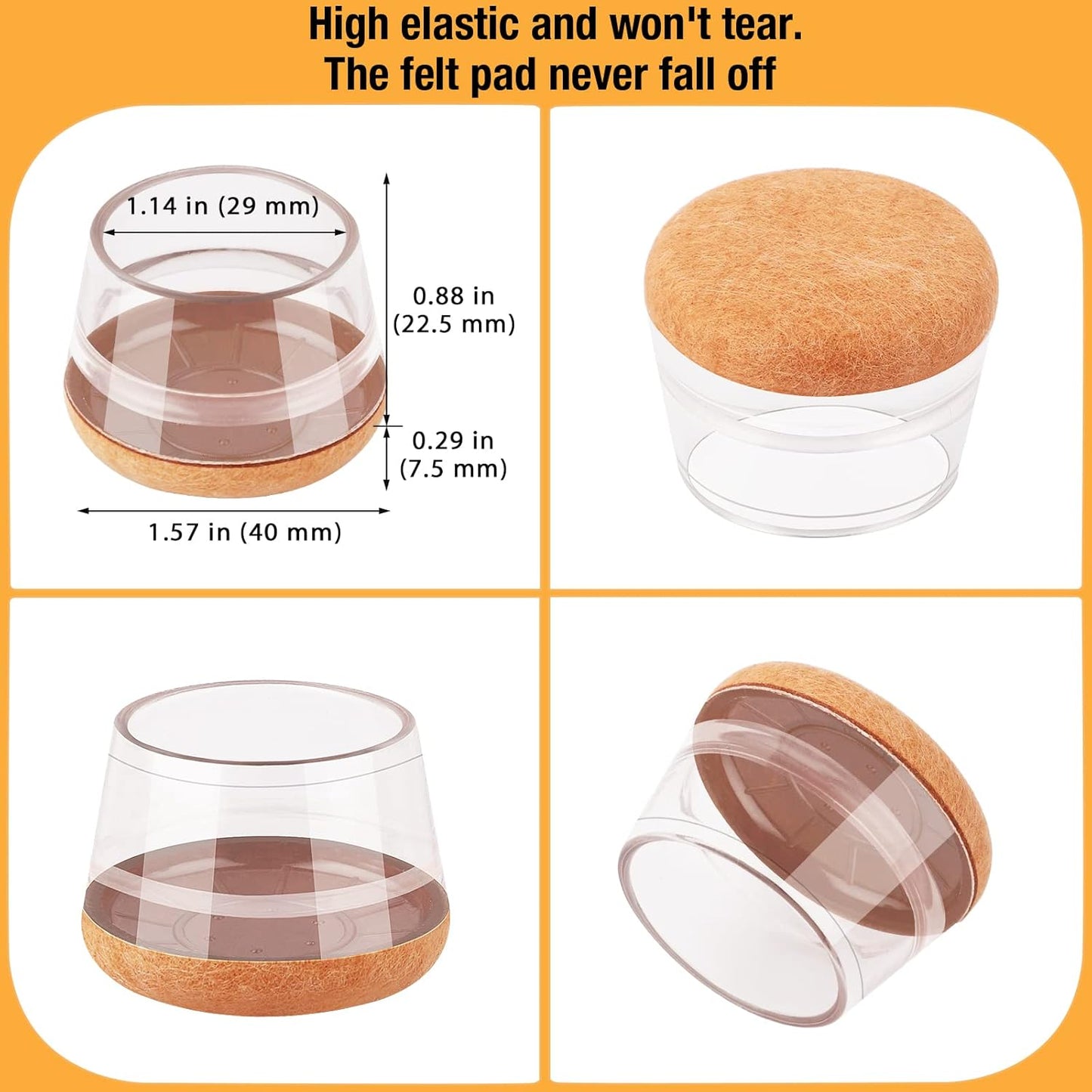 16 Pcs New Chair Leg Floor Protectors, Silicone Chair Leg Protectors for Hardwood Floors, Floor Protectors for Chairs, Chair Leg Caps Protect Wooden Floors from Scratching, Won't Tear