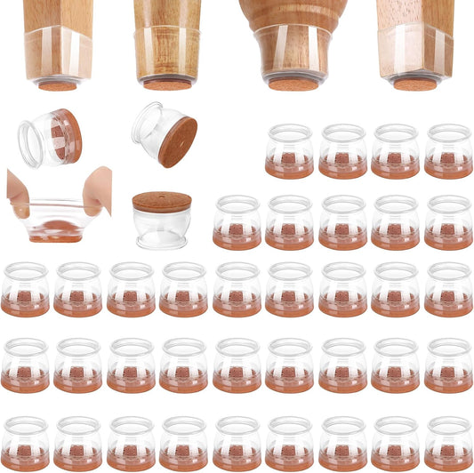 CHUNZEXI 24 Pack Chair Leg Floor Protectors for Hardwood Floors, Silicone Felt Covers Pads Caps, Protect Wood Furniture Feet Floors Noise Reduce and Scratch (Universal Large & Clear)