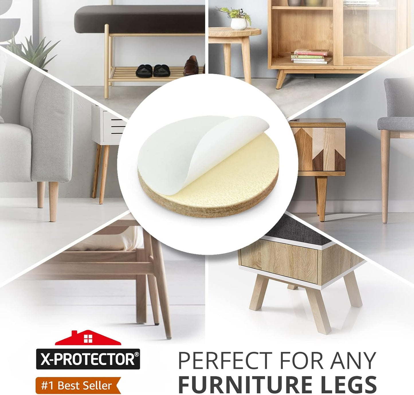 16 Heavy-Duty Felt Furniture Pads 2” 1/4” Thick X-Protector! Round Felt Pads for Furniture Feet - The Best Felt Floor Protectors for Furniture to Prevent Scratches. Protect Your Hard Floor! (Beige)