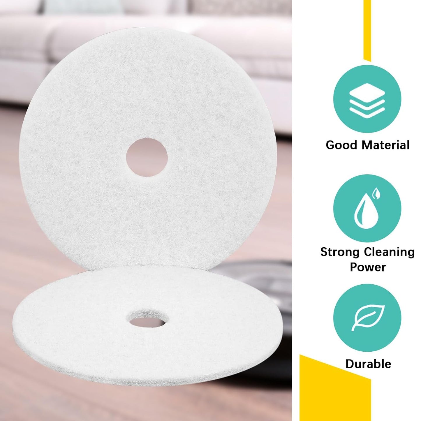 20" White Scrubbing Pads Commercial Cleaning Orbiter Pads-Maintenance Non Woven for Floor Buffer Machine 2 Pcs
