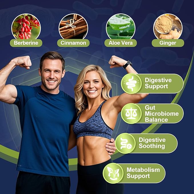 Probiotic Prebiotic, Postbiotic & Digestive Enzymes for Digestive Health, 80 Billion CFU Probiotics Complete Gut Support with Berberine, Cinnamon, L-Glutamine, for Men & Women, 120 Capsules