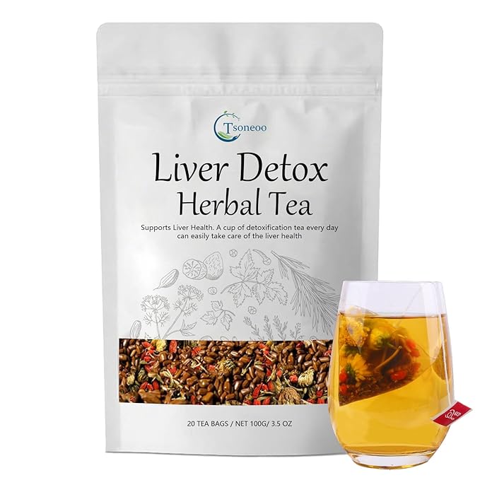Liver Detox Herbal Tea | 20 Tea Bag，aids digestion，Caffeine-free, nine natural ingredients including milk thistle, chrysanthemum, cassia seed, etc. (1pc)