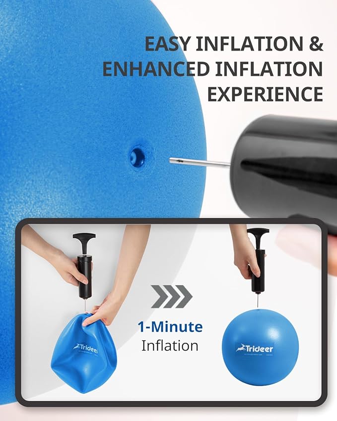 Trideer Pilates Ball - 7-8 inch with Pump, Small Core Ball for Yoga, Barre, Physical Therapy