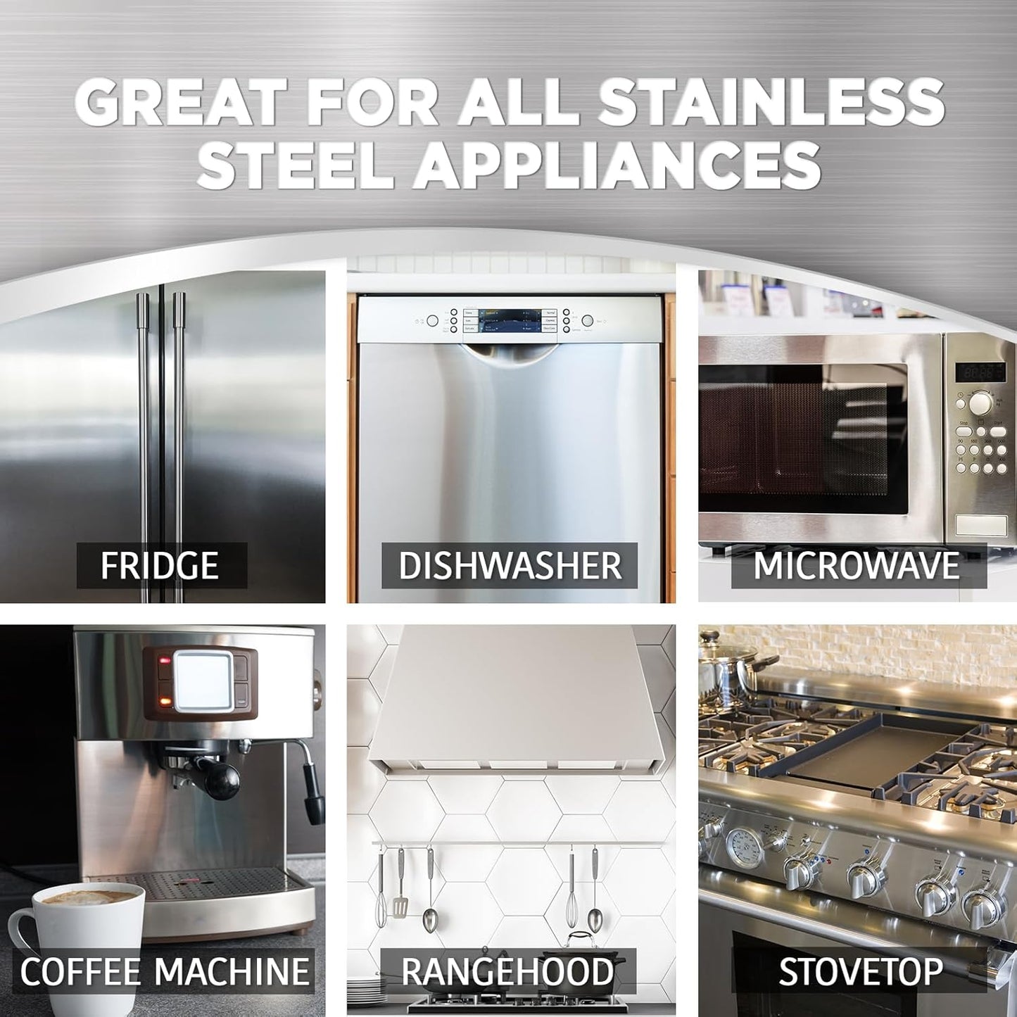 Weiman Stainless Steel Cleaner and Polish - Protects Appliances from Fingerprints, Leaves a Streak-Free Shine for Refrigerator, Dishwasher, Oven, Grill, 2 Pack With Microfiber Cloth