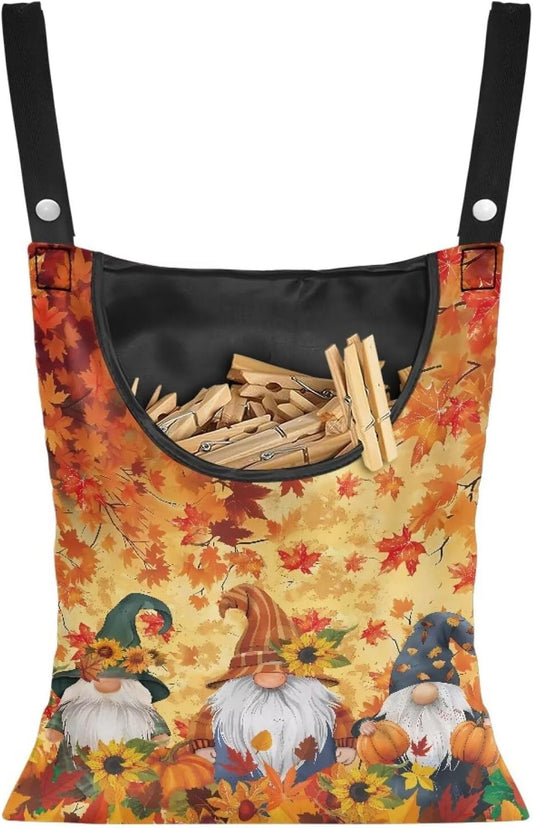 Autumn Goblins Clothespin Bag with Hanging Rope 14.5 x 12 Inch Summer Waterproof Laundry Clothes Pin Holder Clothespin Storage Organizer with Large Opening for Home Outdoor