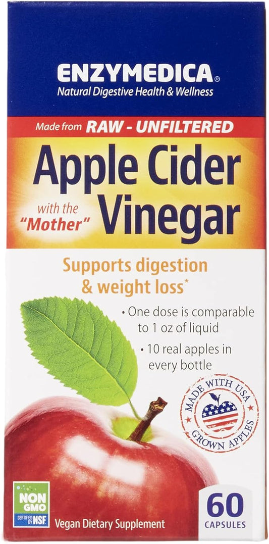 Enzymedica, Apple Cider Vinegar, Healthy Weight and Digestive Support, 60 Count