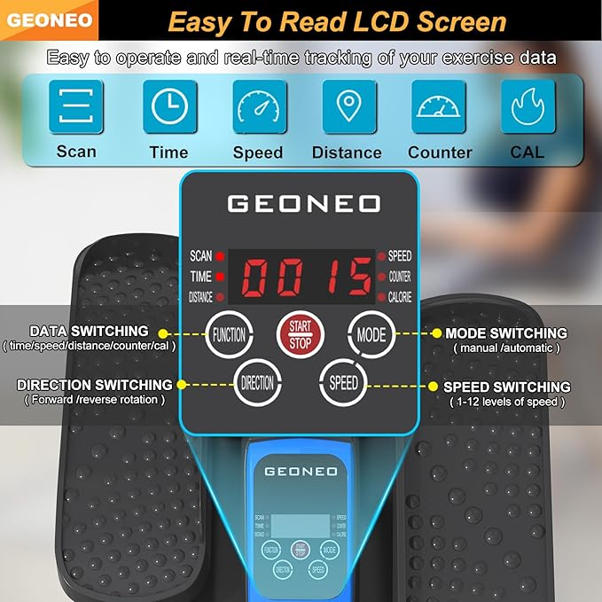 Under Desk Elliptical Machine, Electric Ellipse Leg Exerciser for Senior, Quiet and Compact Electric Seated Pedal Exerciser for Home with Monitor, Remote Control and 12 Adjustable Speeds