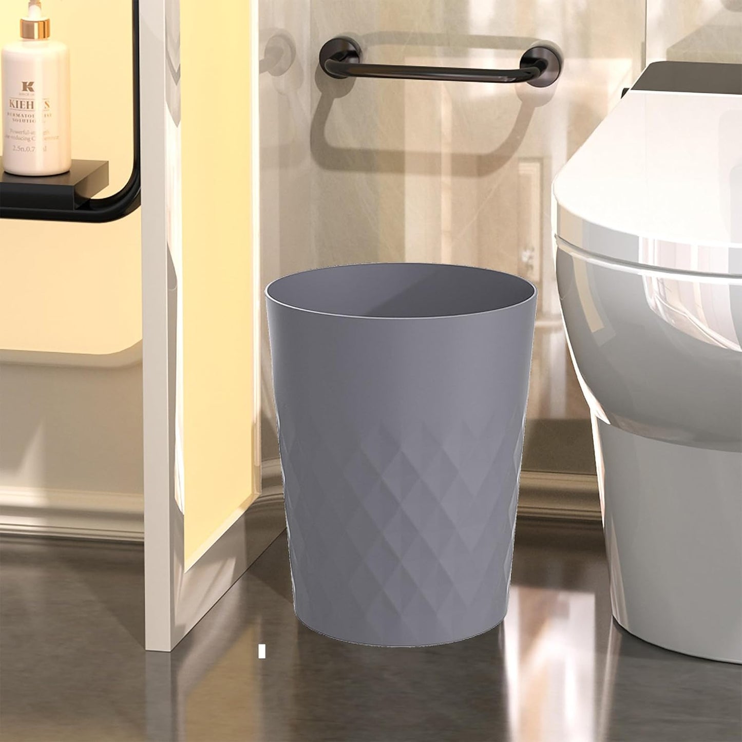 1.8 Gallon Small Trash Can 2 Pack Bathroom Garbage Can Waste Basket Recycling Bin for Dorms Bedrooms Offices Kitchens, Grey