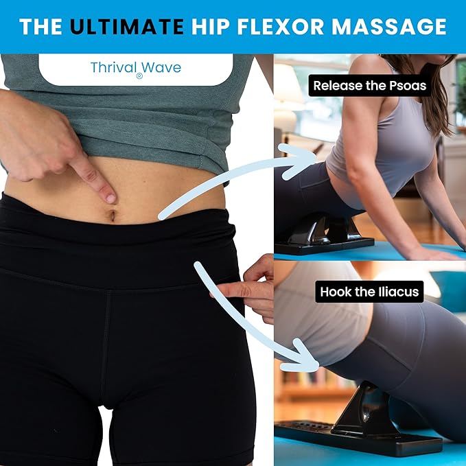 Thrival Wave - Fully Adjustable Psoas Muscle Release Tool for QL, Hip Flexor, Back, Hamstring, Glute, Iliacus, and Neck Pain - Trigger Point and Myofascial Release Tool - Carbon Black