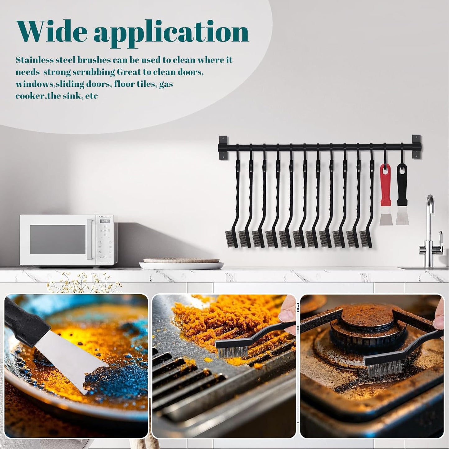 24 Pcs Mini Stainless Steel Wire Brush Set, Wire Scratch Brush with Curved Handle, Cleaning Weld Slag and Rust