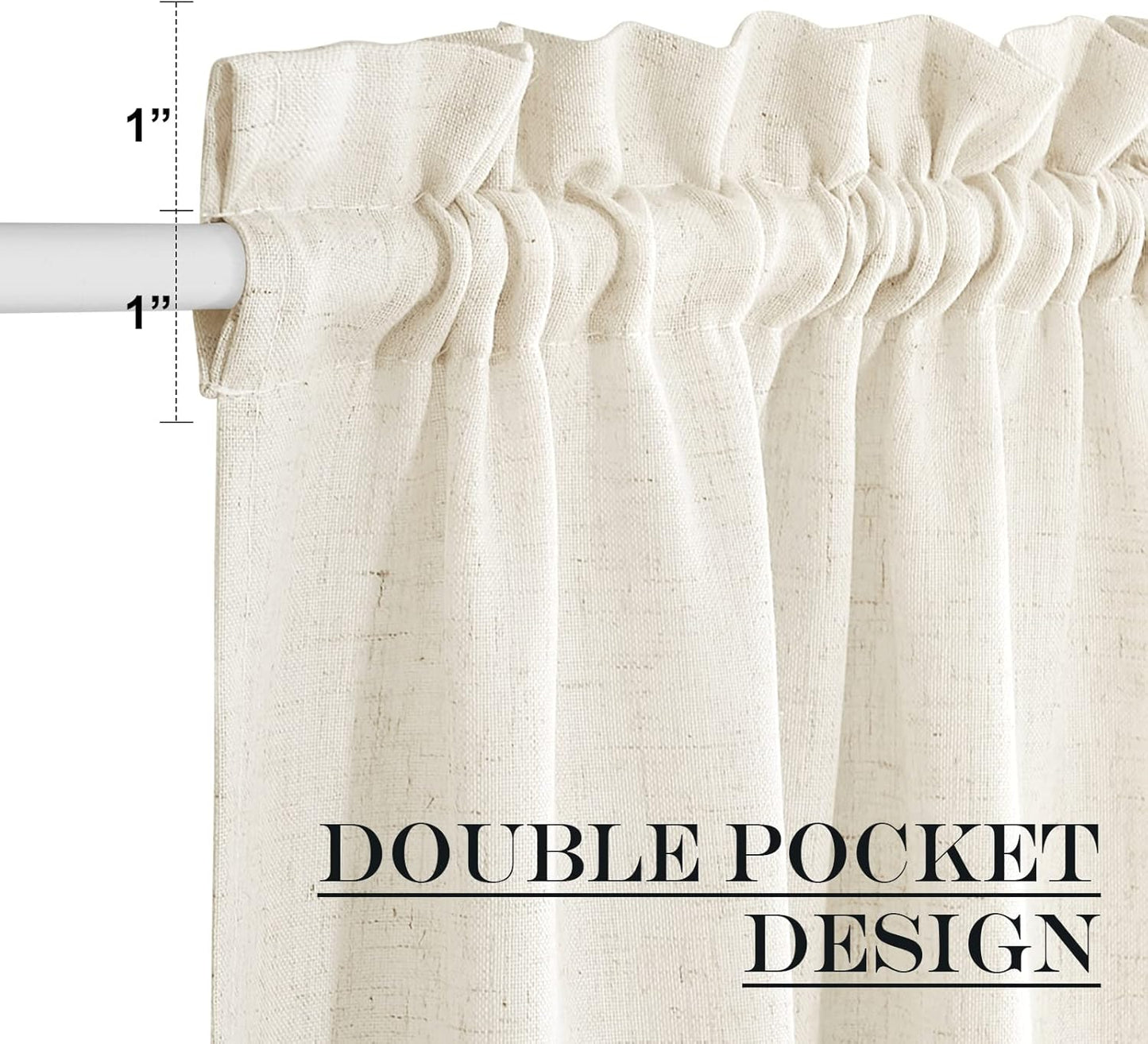 NICETOWN Blackout French Door Curtains for Privacy, Farmhouse Linen Room Darkening Door Shade for Living Room, Rod Pocket Kitchen Curtains (Natual, 36" W x 72" L, 1 Panel)