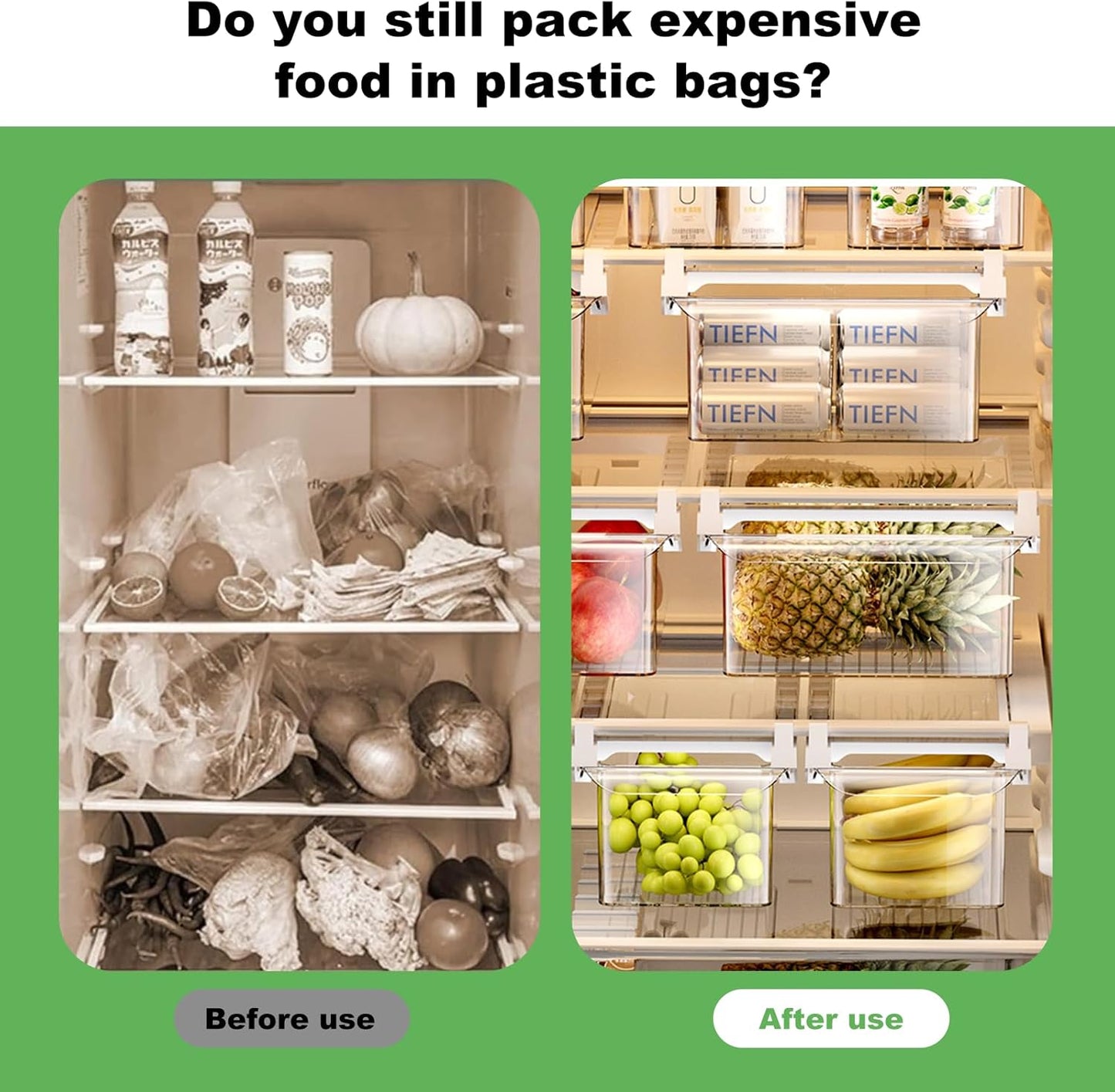 Hanging Fridge Storage Drawer - Space-Saving Fridge Organizer for Refrigerator and Freezer