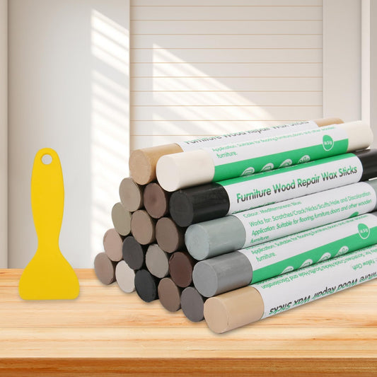 Furniture Markers Touch Up, 20 Colors Wood Filler Sticks, Wood Wax Crayons for Repairing Scratches, Scuffs, Cracks, Holes on Furniture, Floors, Cabinets, Tables, and Doors - Tech Wood Series