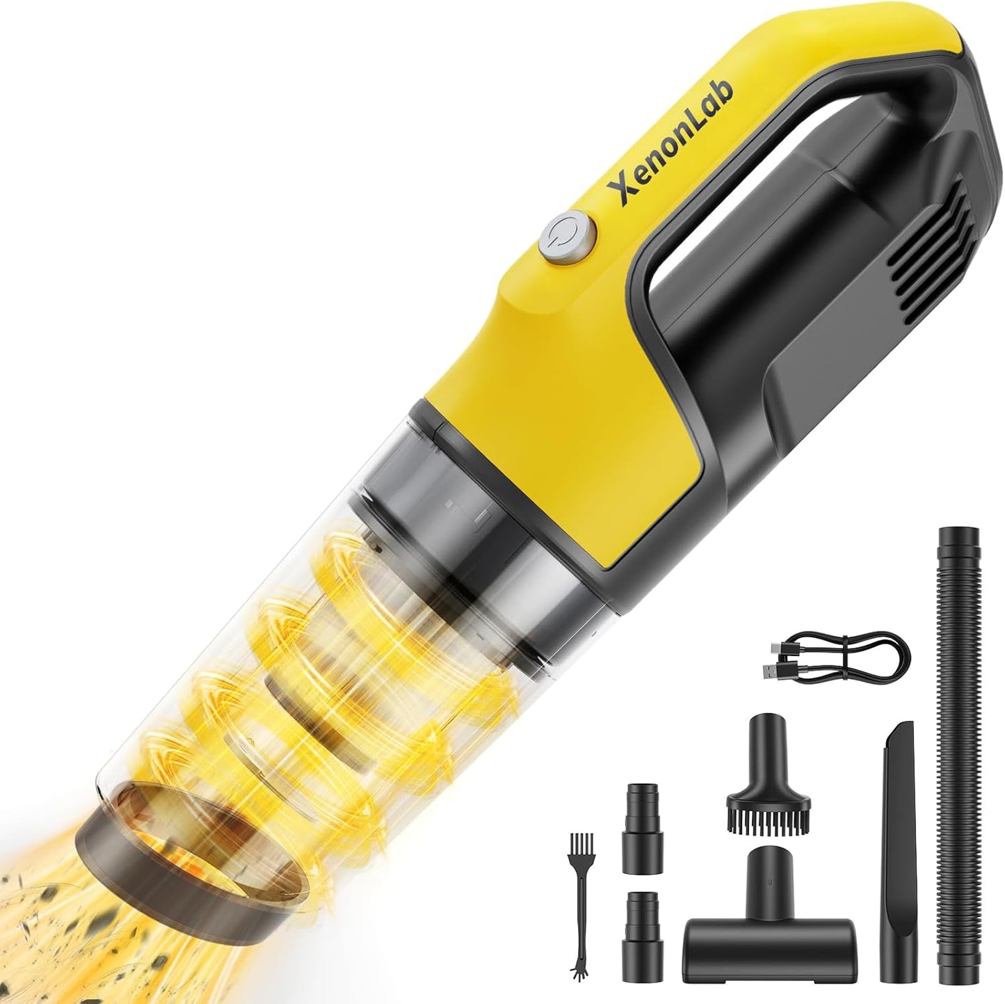 Handheld Vacuum Cordless 1.1 Pounds Car Vac 10000PA Hand Held Vacuums 4-in-1 Hand Vac Cordless Rechargeable HEPA Filter Large Capacity Dust Cup for Car Office Home Pets Hair (Yellow)