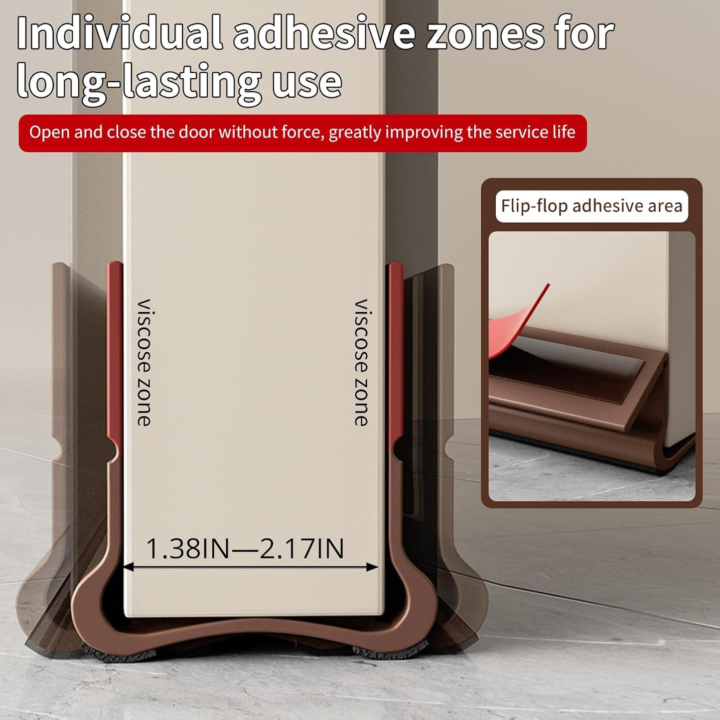 New Upgrade 36.6 inch Under Door Draft Stopper Free Cutting Length， for Bottom of Door，Under Door Noise Stopper（Brown ）