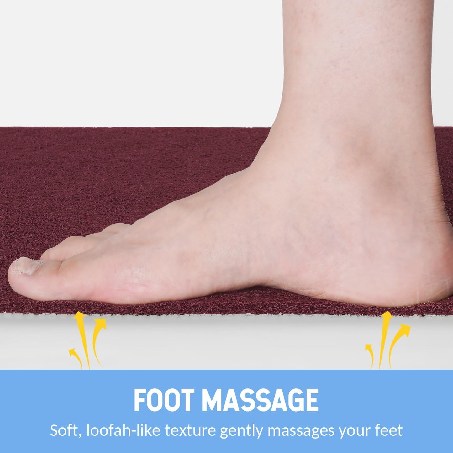 Non-Slip Bathtub Mat, Anti Slip Shower Mat, Fast Drying Bathtub Mats, Foot Scrubber Mat, Anti Slip Mat for Tub, Floor, Bathroom, Kitchen, Home, Hotel (Wine Red 36"×24")