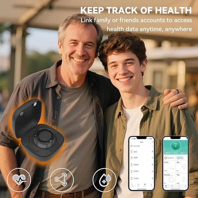 Smart Ring for Men Women with Black Charging Box, Bluetooth, Health Ring , IP68 Waterproof, Fitness Ring Tracks Heart Rate/Sleep/Steps/Sports Activities/Blood Oxygen,non-subscription app (Black, 13)