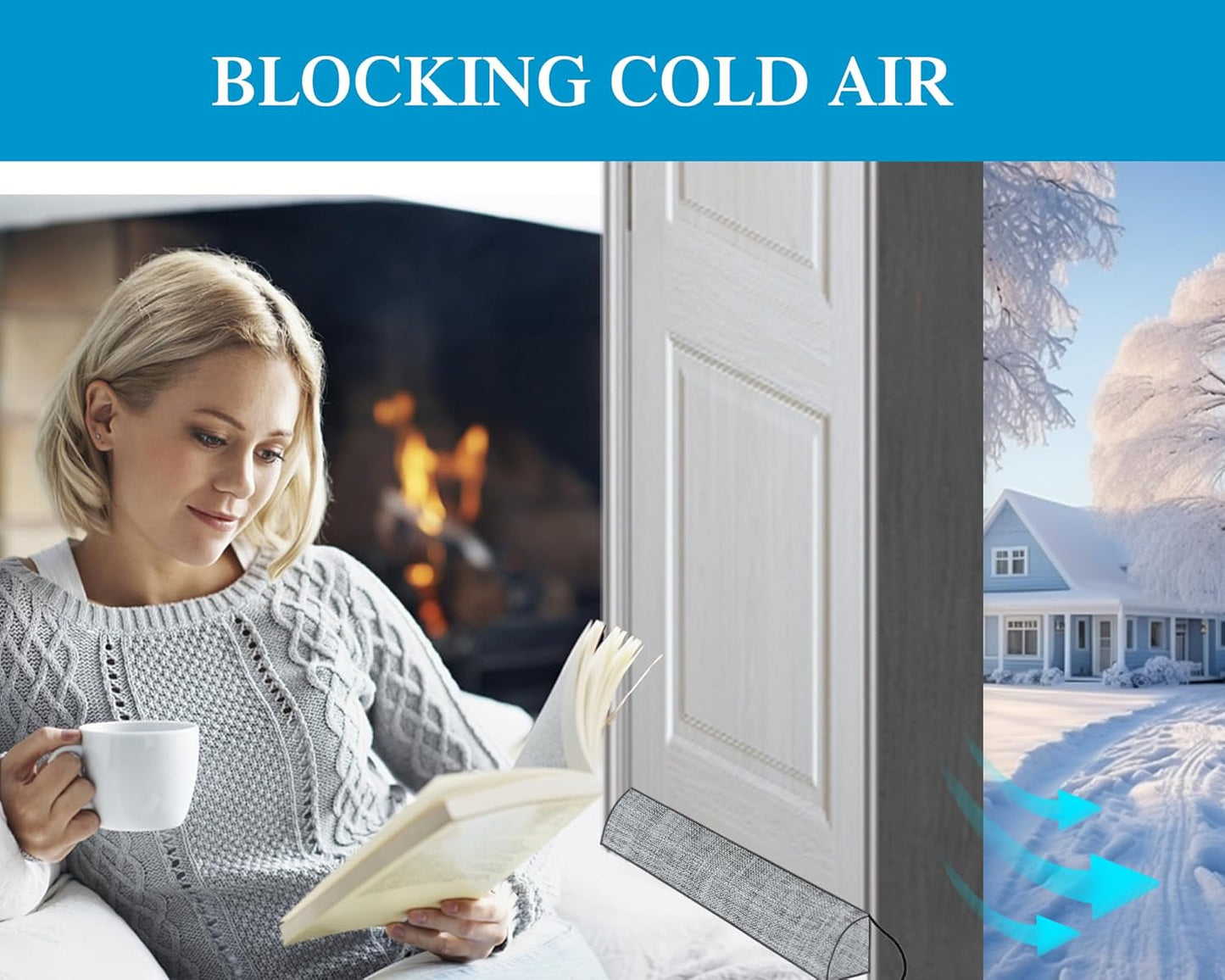 QUOLIX Triangle Under-Door Draft Stopper, 36 Inch Noise Blocker, Weighted Weather Stripping, Gray Cotton & Polyester, Multi-Function Noise & Light Blocker,Gray