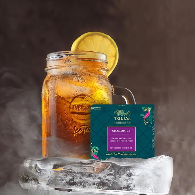 TGL Co. Chamomile Tea – 16 Tea Bags | Herbal Caffeine-Free | Soothing Bedtime Blend | Natural & Calming Chamomile Flowers | Premium Loose Leaf Tea in Pyramid Bags