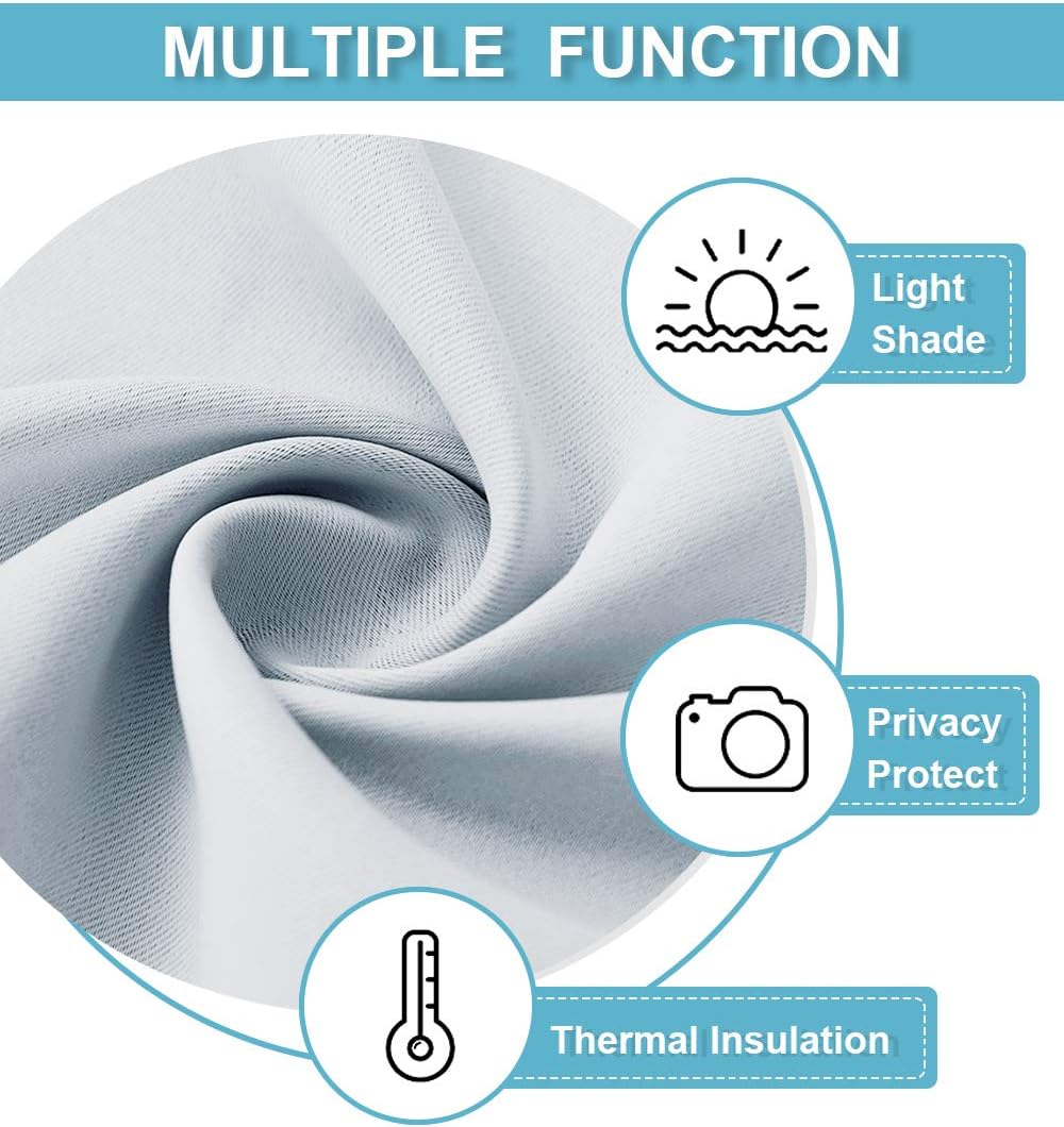 RYB HOME Blackout Curtains 63 inches Long - Energy Saving Insulation Large Window Curtain Blinds for Bedroom Living Room Dining Basement Home Office, W 62 x L 63 per Panel, Greyish White, 2 Pcs