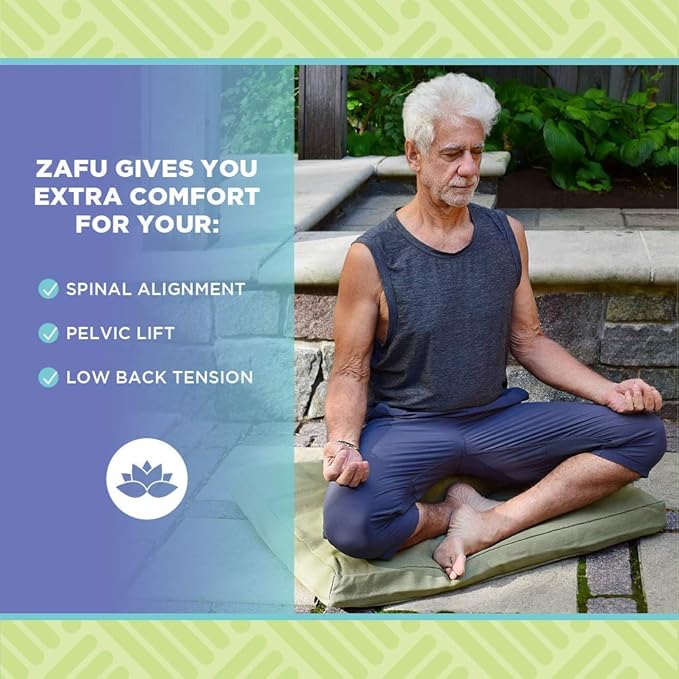 Bean Products Zafu Meditation Pillows for Sitting on Floor, Yoga Cushion, Cotton/Buckwheat Fill Yoga Pillow, Zafu Meditation Cushion, Zen Kneeling Prayer Pad- Made in USA - 14"x18" Oval - Royal Blue