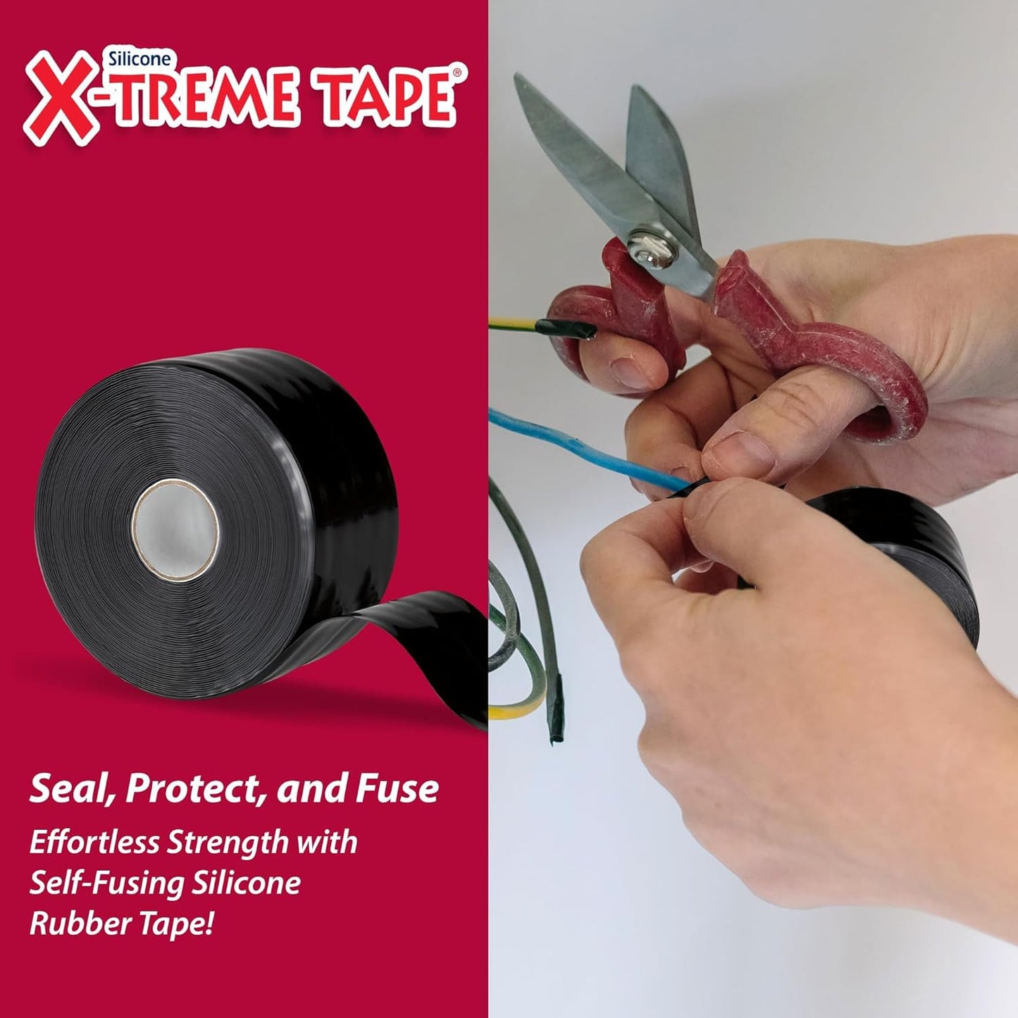 X-Treme Tape MOCAP Heavy Duty Waterproof Self Fusing Silicone Rubber Tape for Hose, Pipe, Electrical, Automotive, Outdoor, and Repairs - Leak Proof, Insulating - 2 Inch x 36 Ft Roll - Black