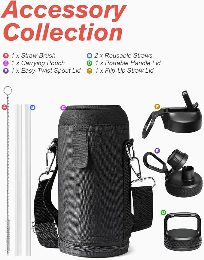 Water Bottle 32 oz Insulated with Straw, Coolflask Stainless Steel Metal 3 Lids Water Flask Wide Mouth for Sports or Office, Non-BPA Keep Cold Up to 48 Hrs or Hot Up to 24 Hrs, Ombre Green