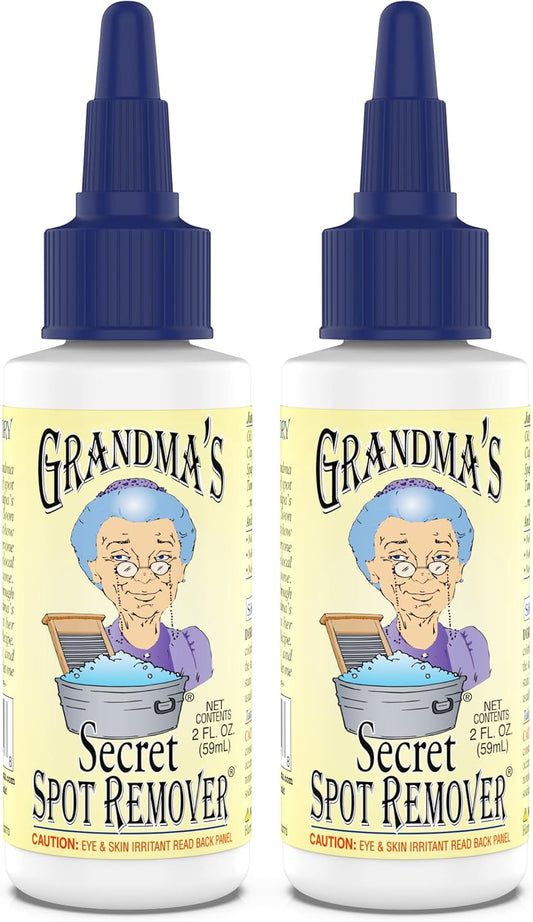 Grandma's Secret Spot Remover for Clothes - Chlorine, Bleach and Toxin-Free - Fabric Stain Remover Removes Oil, Paint, Blood and Pet Stains – 2 Ounce, Pack of 2