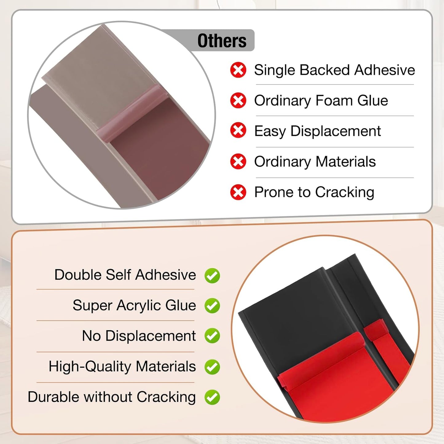 Floor Transition Strip Self Adhesive Vinyl Door Threshold for Doorways Carpet Edging Trim Overlap Edge Reducer for Laminate Floor, Carpet, Tile (Black, 1/5" to 2/5", 6.6Ft)