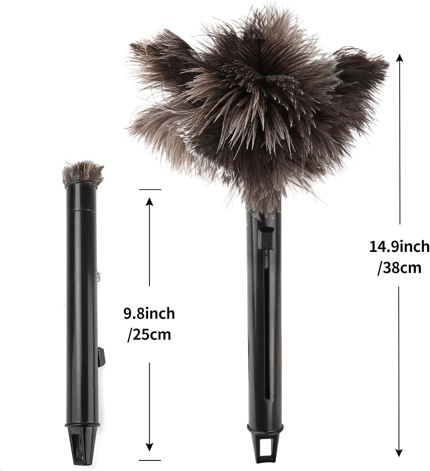Retractable Feather Duster-Genuine Ostrich Feathers,Anti-Static,Reusable Eco-Friendly Handheld Cleaning for Keyboard,Home,Car,Office(10 to 15 Inches) 3 Pack