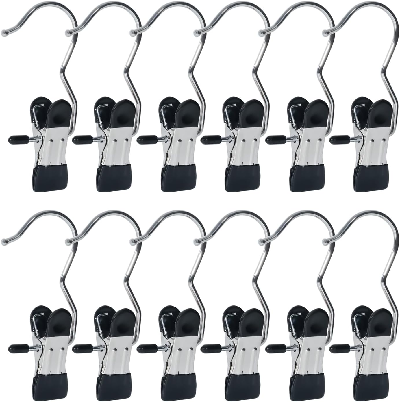 15/30Pcs Upgrade Double Head Clamp Dipped Clothespin for Laundry Hooks with Clips, Boot Holder, Hanging Clips, Portable Multifunctional Hangers Single Clip Space Saving for Jeans, Hats (30, Black)