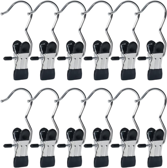 15/30Pcs Upgrade Double Head Clamp Dipped Clothespin for Laundry Hooks with Clips, Boot Holder, Hanging Clips, Portable Multifunctional Hangers Single Clip Space Saving for Jeans, Hats (30, Black)