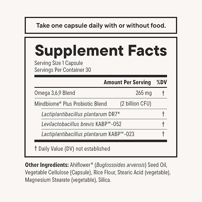 Nouri Daily Stress Support Probiotic for Women & Men | Supports Cortisol Management, Stress Relief, Mood, Digestion & Gut Health | 3 Clinically Studied Strains + Vegan Omega Oil | 30-Day Supply