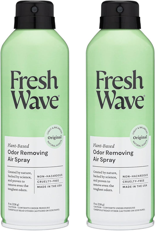 Fresh Wave Odor Eliminator Spray & Air Freshener, 8 oz. | Pack of 2 | Non-Aerosol, Fine Mist | Odor Absorbers | Safer Odor Relief | Natural Plant-Based Odor Eliminator | For Furniture, Fabrics & Trash
